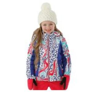 Spyder Girls Bity Atlas Winter Coat Puffer Ski Jacket Purple Pink Marbled Sz 3